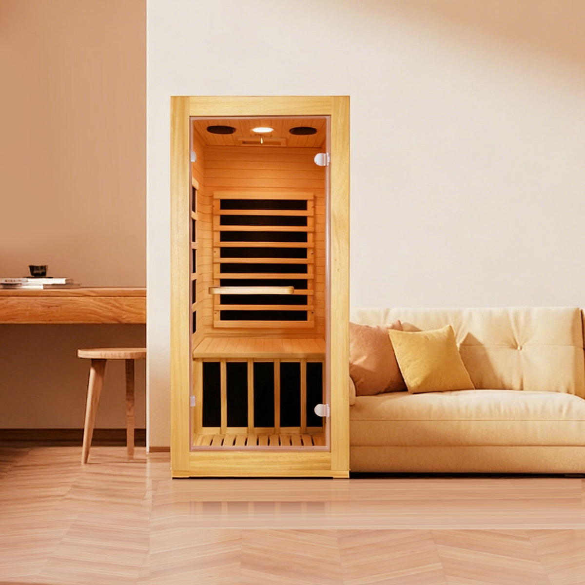 Infrared Single Room Natural Wood Epoxy Sauna