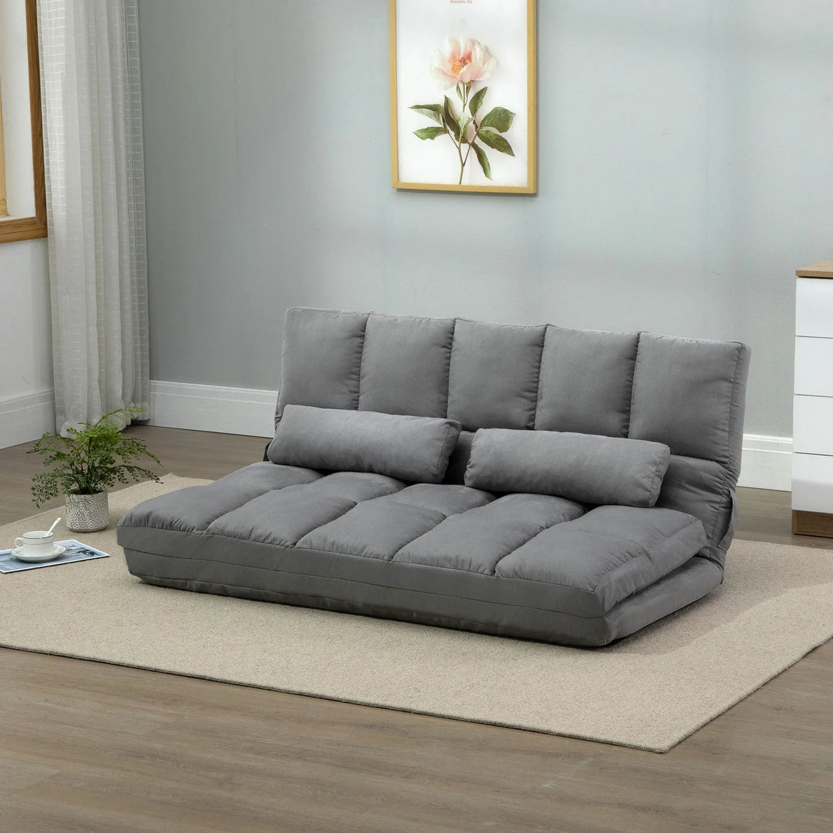 Adjustable Folding Floor Sofa Bed With 2 Pillows - Omega Lifestyles
