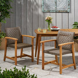 Pair Of Acacia Wood And Wicker Dining Chairs - Omega Lifestyles