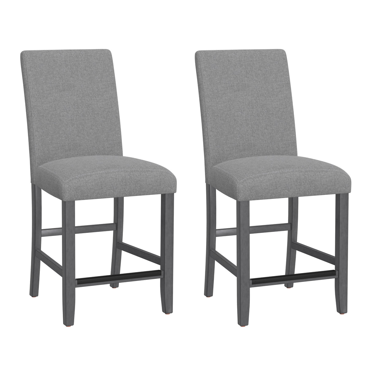 Set Of 2 Gray Upholstered Engineered Wood Barstools