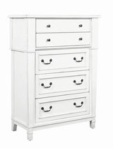 White 5-Drawer Engineered Wood Farmhouse Chest