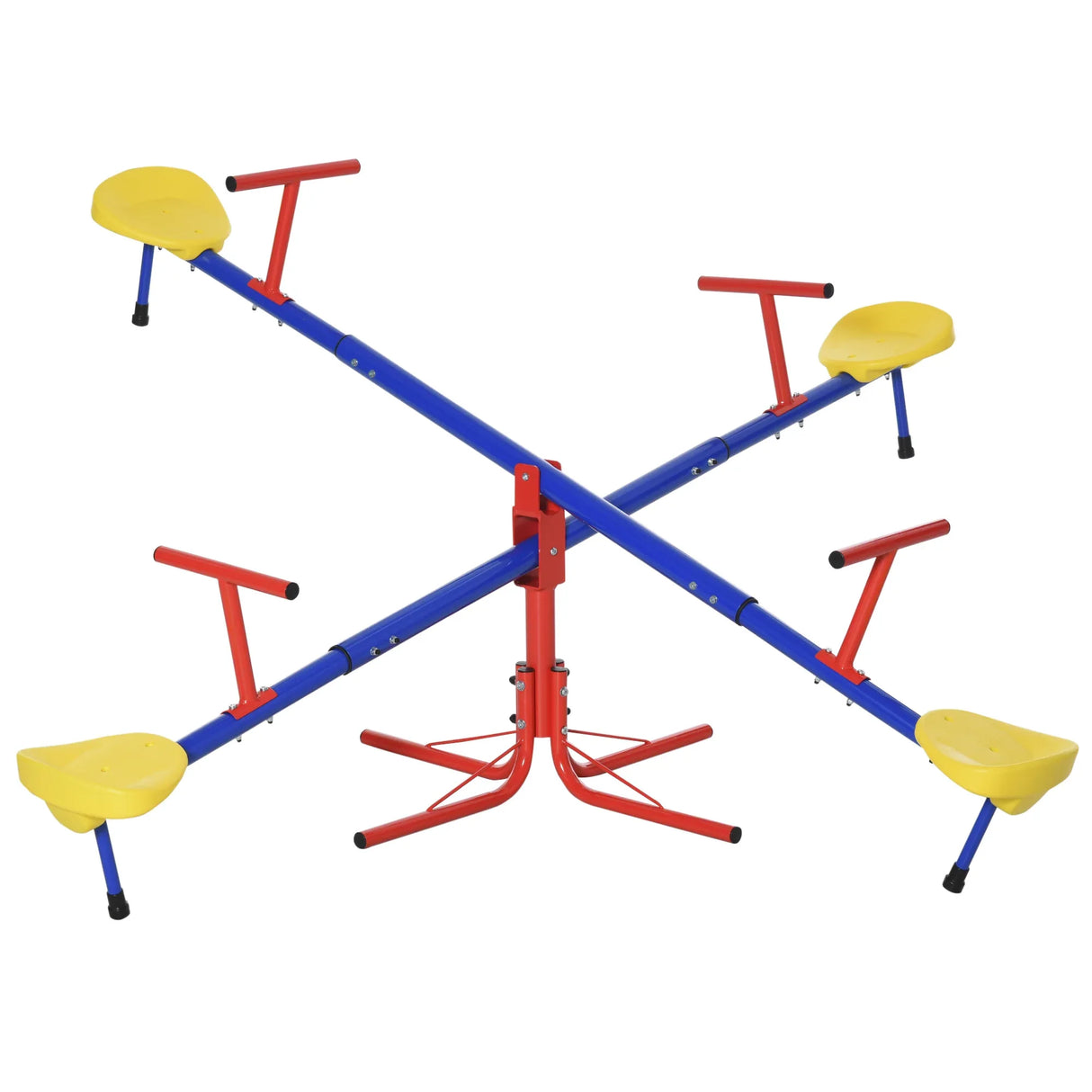 4-Seater Kids Outdoor Metal 360-Degree Spinning Seesaw - Omega Lifestyles