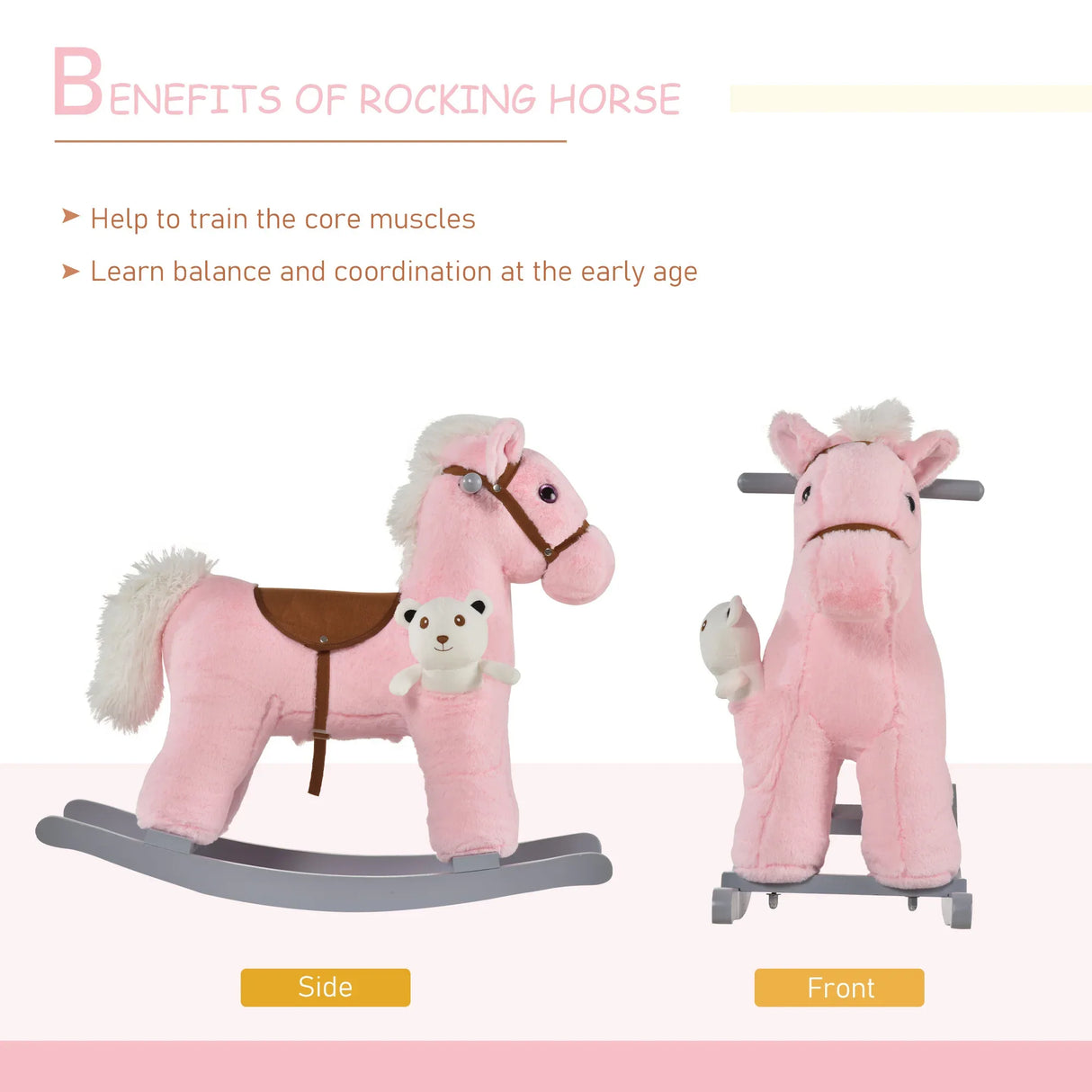 Kids Plush Ride-On Rocking Horse With Realistic Sounds - Omega Lifestyles