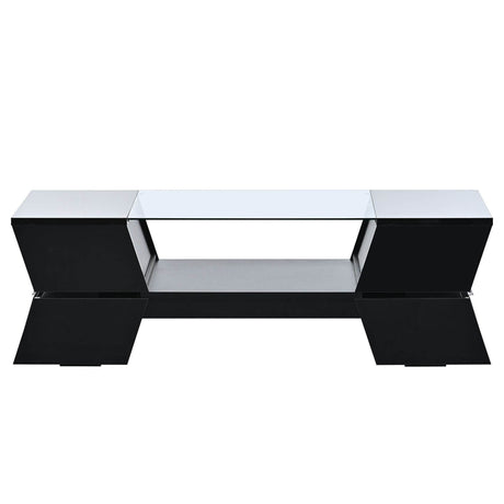 Modernist 2-Tier Black Tempered Glass Coffee Table - Sleep Galleria