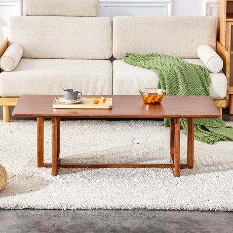 Imitation Rattan And Solid Wood Rectangular Coffee Table - Omega Lifestyles