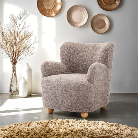 Contemporary Mushroom Fabric Curved Backrest Accent Chair - Omega Lifestyles