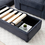 Oversized Medium-Soft Corduroy Fabric Accent Chair With Ottoman - Omega Lifestyles