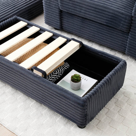 Oversized Medium-Soft Corduroy Fabric Accent Chair With Ottoman - Omega Lifestyles