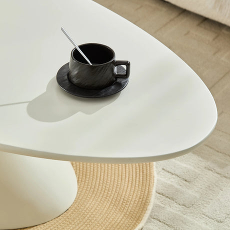 Minimalist Milk White Fiberglass Oval Coffee Table - Omega Lifestyles