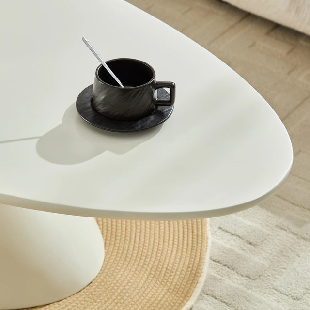 Minimalist Milk White Fiberglass Oval Coffee Table - Omega Lifestyles