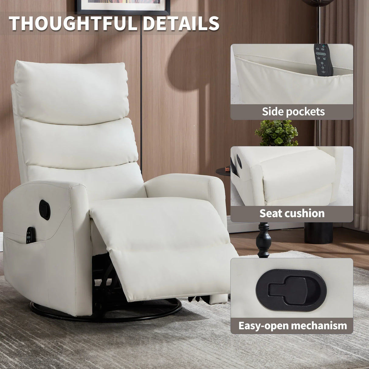 Heat Massage Recliner Chair With Swivel Rocker - Omega Lifestyles