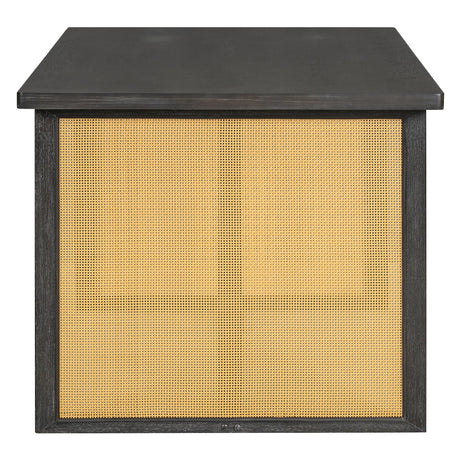 7-Piece Farmhouse Dining Table Set With Rattan Chairs - Omega Lifestyles