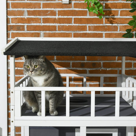 Outdoor Wooden Cat House With Escape Doors And Platform - Sleep Galleria