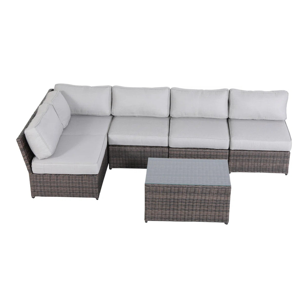 Modern Outdoor 6-Piece Wicker Seating Set With Cushions