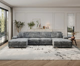 Modern Convertible U-Shaped Corduroy Fabric Sofa - Omega Lifestyles