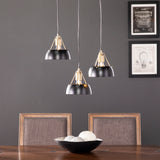 Contemporary Black Iron Three-Light Cluster Pendant