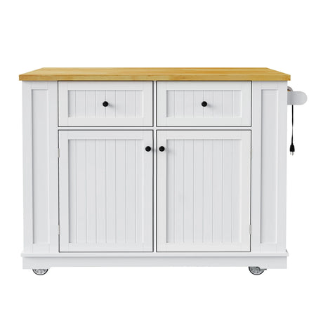 Rolling Kitchen Island Cart With Drop Leaf And Power Outlet - Omega Lifestyles