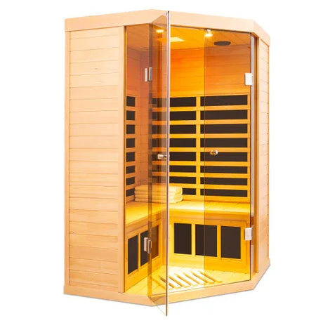 Far Infrared Carbon Crystal Pentagonal Solid Wood Sauna - Omega Lifestyles