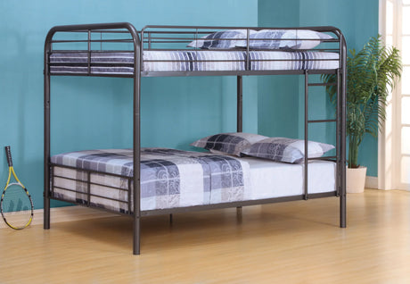Gunmetal Full Over Full Metal Bunk Bed Frame - Omega Lifestyles