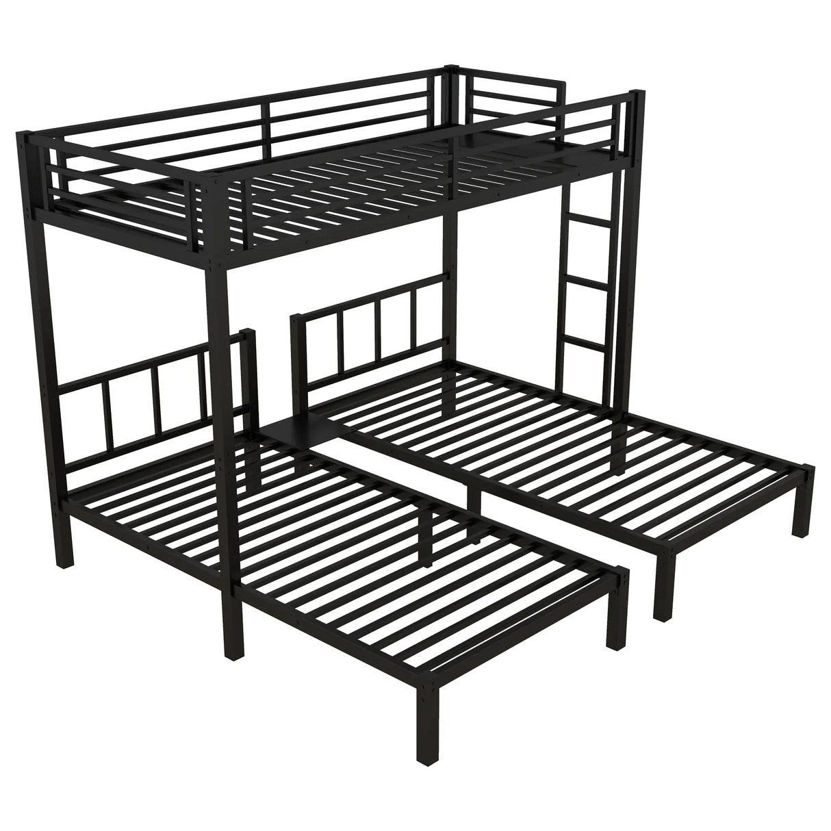 Metal Twin Over Twin Triple Bunk Bed With Guardrails - Omega Lifestyles