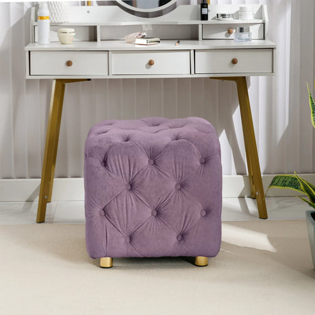 Purple Velvet Storage Ottoman Footstool With High-Density Foam - Omega Lifestyles