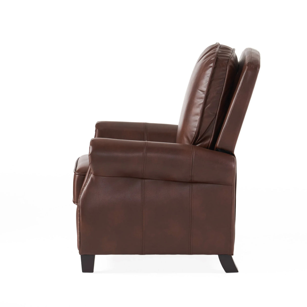Contemporary Brown PU Pushback Recliner With Rubberwood Legs - Omega Lifestyles