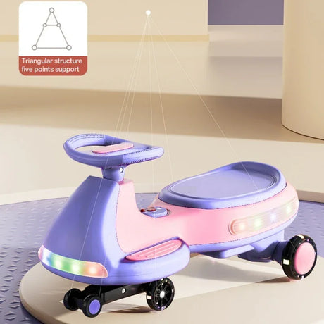 12V Kids Electric Ride-On Wiggle Car With Bluetooth Lights - Omega Lifestyles