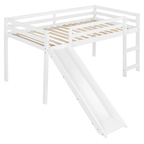 Twin Solid Wood Loft Bed With Ladder And Slide - Omega Lifestyles