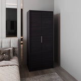 Spacious Engineered Wood Armoire With 2 Doors and Shelves