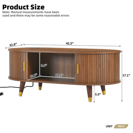 Mid-Century Modern Walnut Coffee Table With Charging Station - Sleep Galleria