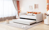 Twin Velvet Upholstered Daybed With Ergonomic Backrest And Trundle - Omega Lifestyles