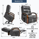 Power Lift Recliner Chair With Heat Massage and Wood Armrests - Omega Lifestyles
