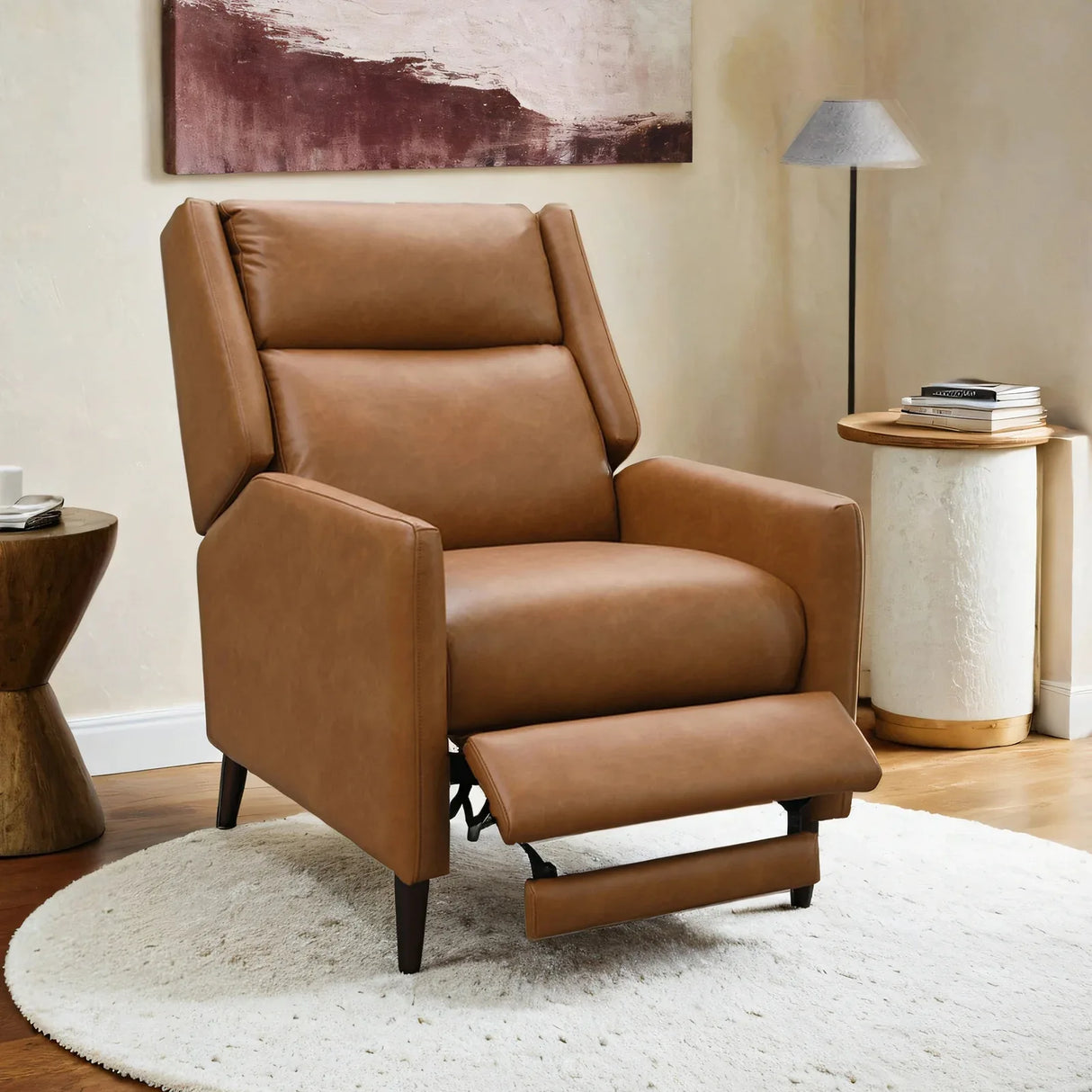 Mid-Century Modern Brown Pushback Manual Recliner Chair - Omega Lifestyles