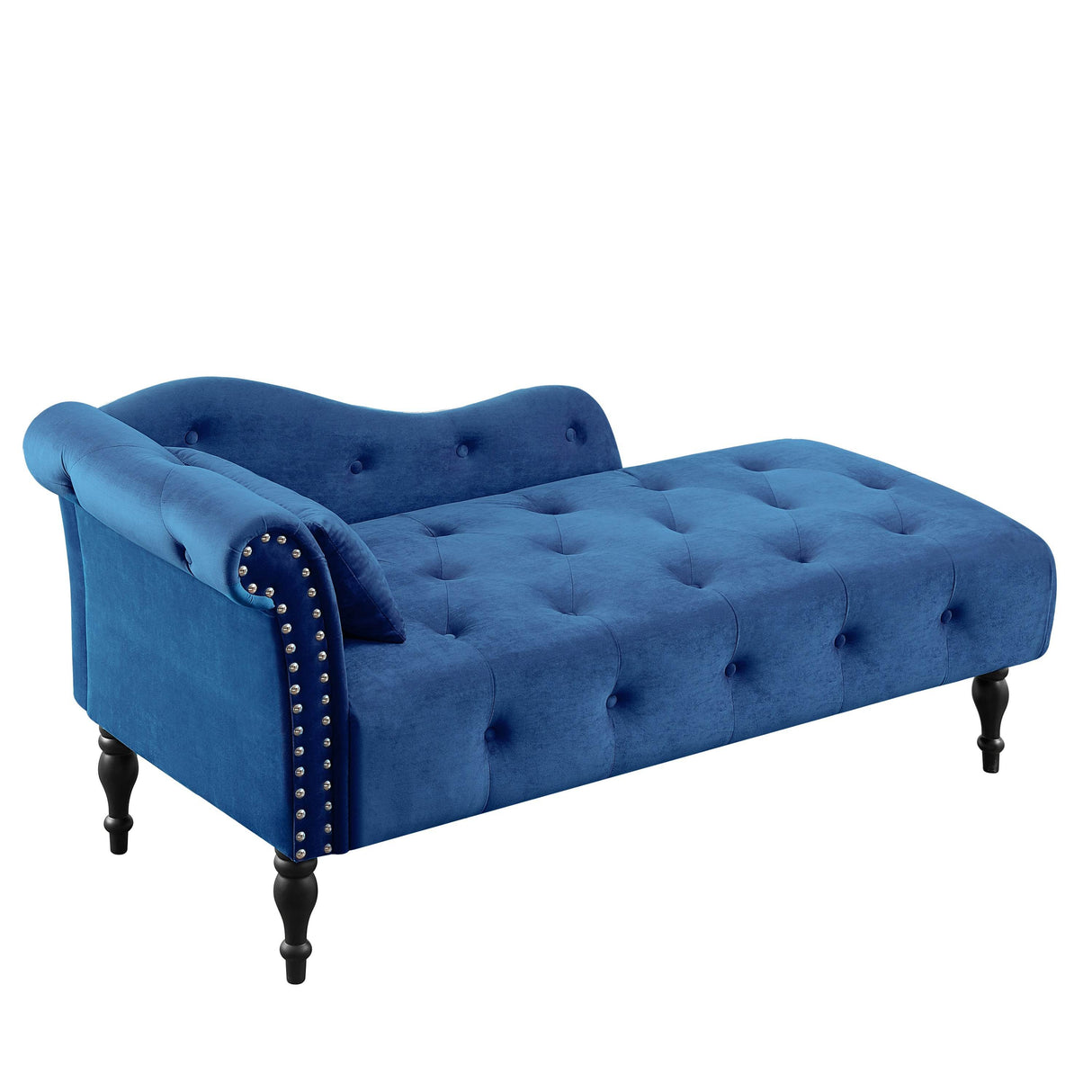Velvet Tufted Chaise Lounge With Pillow - Omega Lifestyles