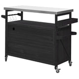 Farmhouse Solid Fir Wood Outdoor Kitchen Island Cart - Omega Lifestyles