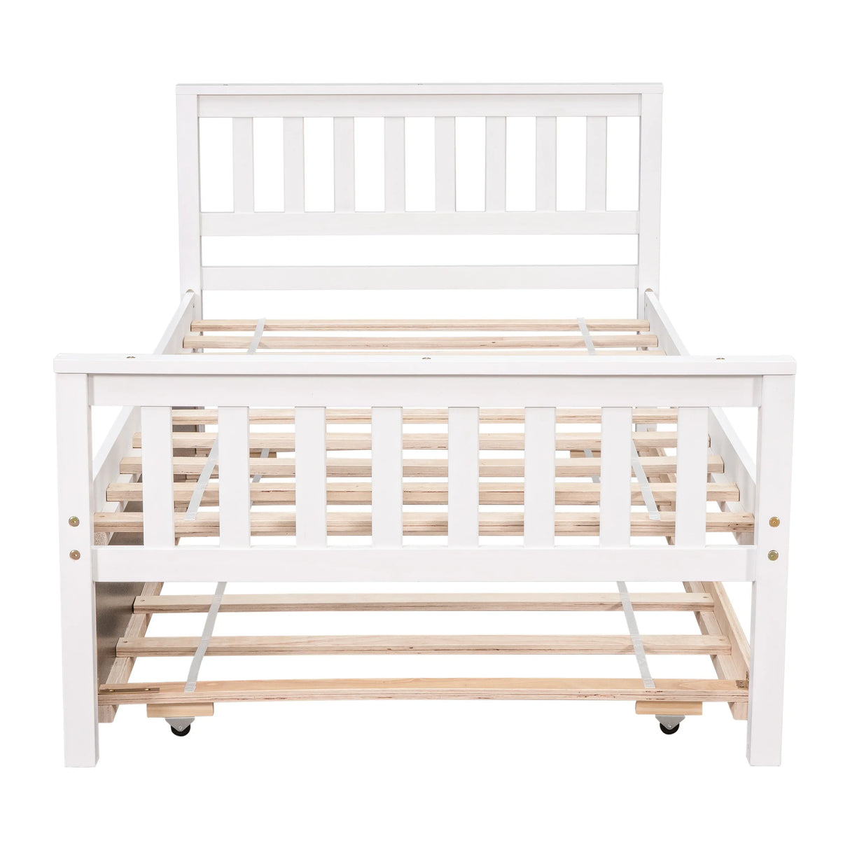 Twin Platform Bed Frame With Pull-Out Trundle - Omega Lifestyles