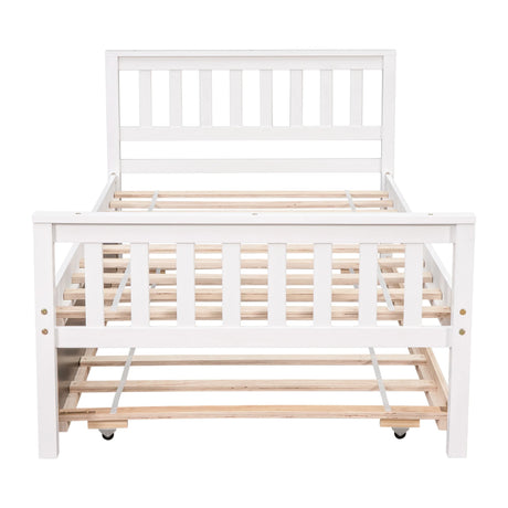 Twin Platform Bed Frame With Pull-Out Trundle - Omega Lifestyles
