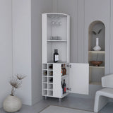 Modern White MDF Corner Bar Cabinet With Wine Rack - Omega Lifestyles