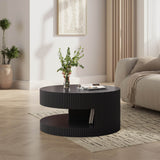 Round Black MDF Two-Tier Storage Coffee Table - Sleep Galleria