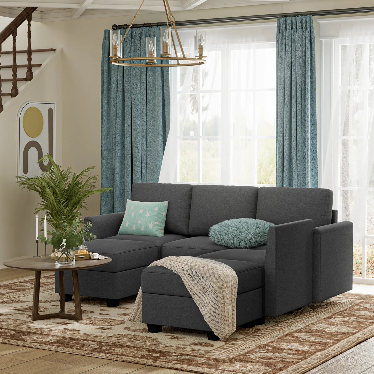 Modular 5-Seater Memory Foam Sectional Sofa Couch - Omega Lifestyles