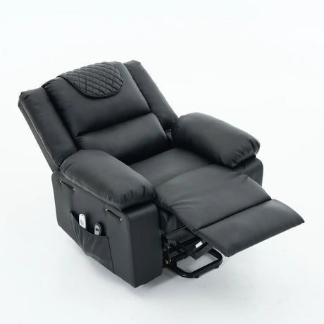 Medium-Firm Remote-Controlled Heating Massage Recliner PU Leather - Omega Lifestyles