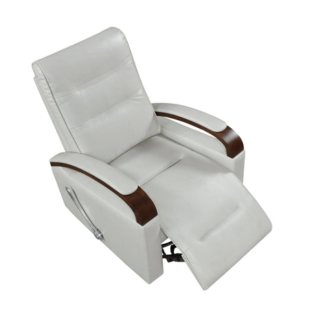 Swivel Gliding Recliner Faux Leather With Solid Rubberwood Arms - Omega Lifestyles