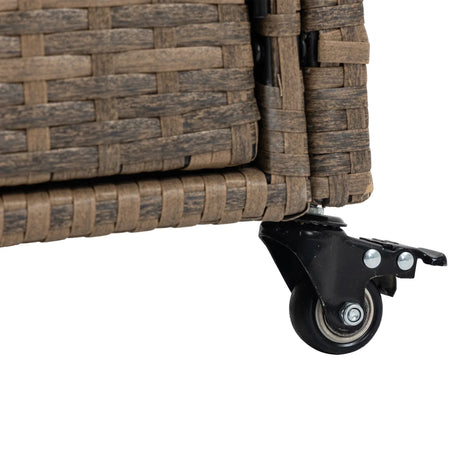 Outdoor Wicker Bar Cart With Glass Top And Wheels - Omega Lifestyles