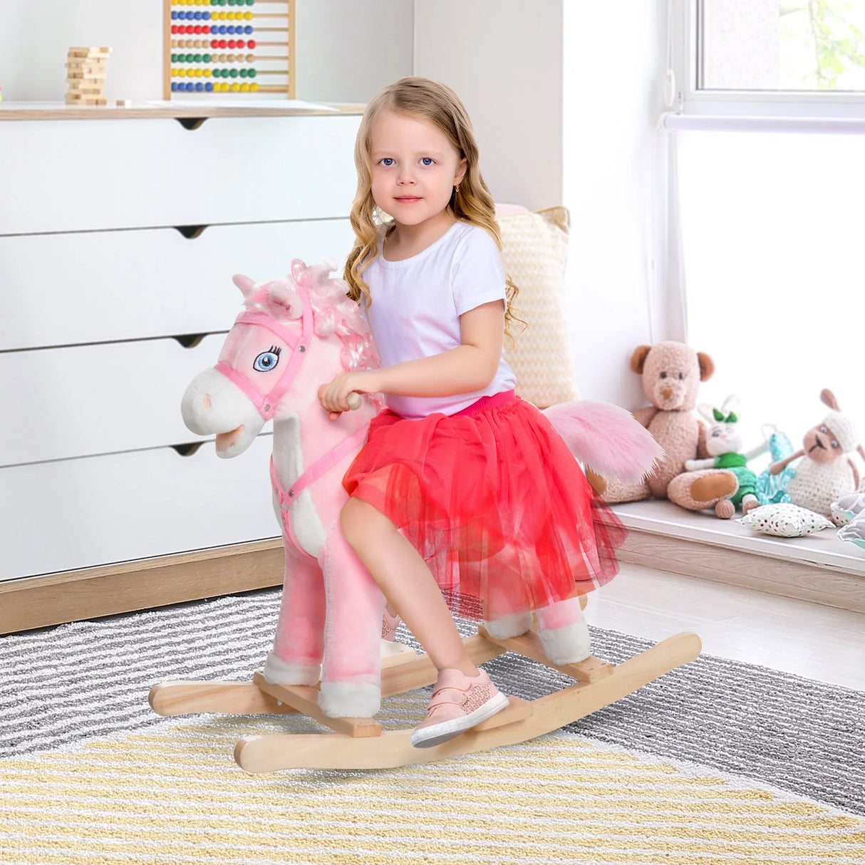 Kids Plush Rocking Horse Toy With Realistic Sounds - Omega Lifestyles