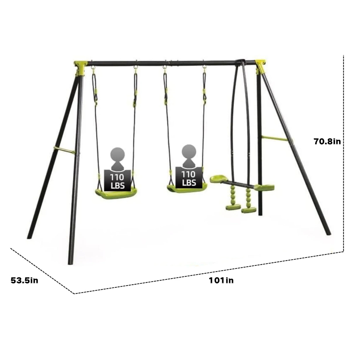 Three Seat Steel Children’s Outdoor Swing Set - Omega Lifestyles