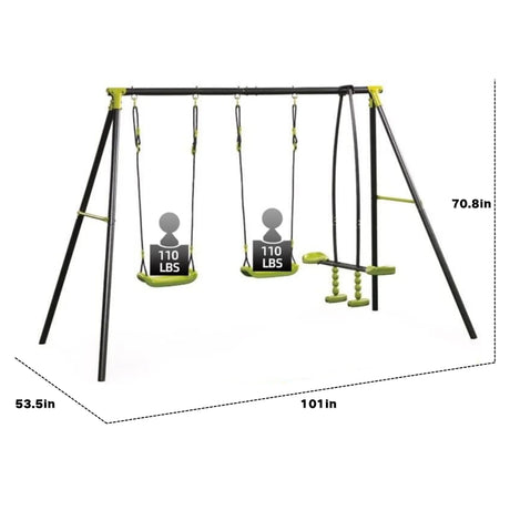 Three Seat Steel Children’s Outdoor Swing Set - Omega Lifestyles