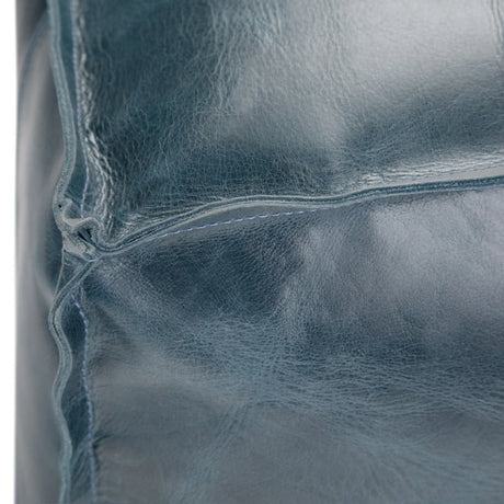 Teal Genuine Buffalo Leather Square Pouf Seating - Omega Lifestyles