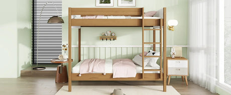 Twin Over Twin Rubber Wood Teddy Fleece Upholstered Bunk Bed - Omega Lifestyles