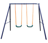 Children’s Two-Station Blue Polyethylene Swing Set - Omega Lifestyles
