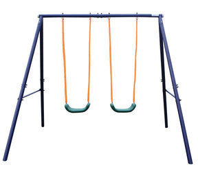 Children’s Two-Station Blue Polyethylene Swing Set - Omega Lifestyles